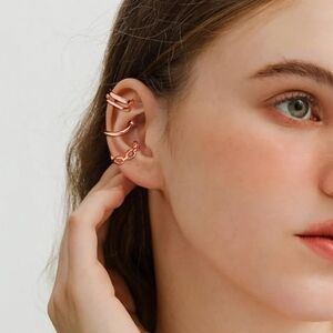 Elegant Rose Gold Tattoo Ivy Women's Earrings Faux Cuffs 5pcs Boho Bohemian